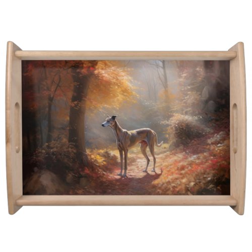 Greyhound in Autumn Leaves Fall Inspire Serving Tray