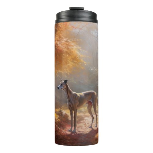 Greyhound in Autumn Leaves Fall Inspire Thermal Tumbler