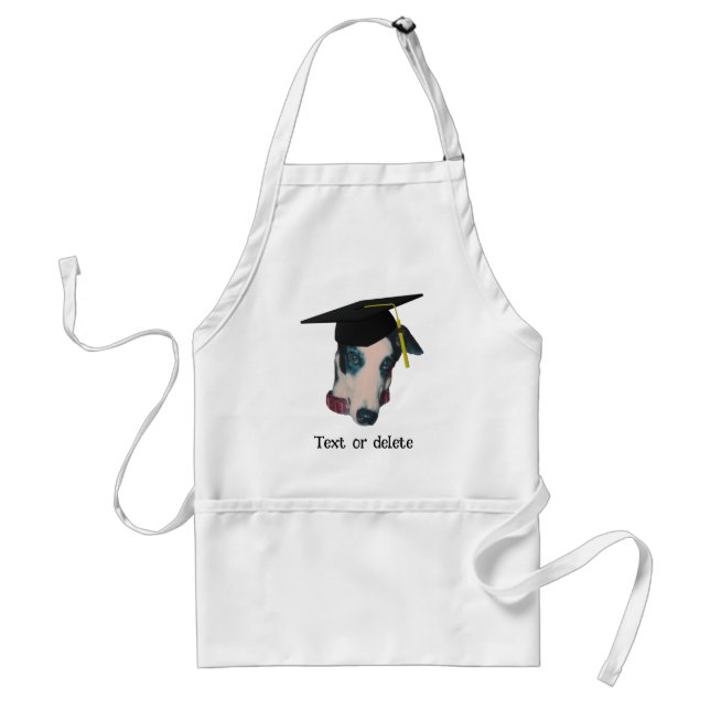 Greyhound In Graduation Cap Funny Personalized Adult Apron (Front)