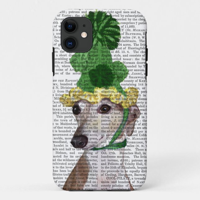 Greyhound in Green Knitted Hat 2 Case-Mate iPhone Case (Back)