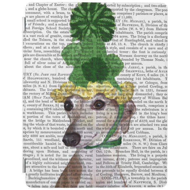 Greyhound in Green Knitted Hat 2 iPad Air Cover (Front)