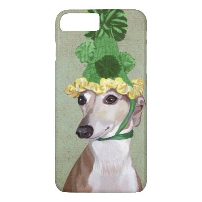 Greyhound in Green Knitted Hat Case-Mate iPhone Case (Back)