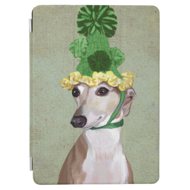 Greyhound in Green Knitted Hat iPad Air Cover (Front)