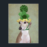 Greyhound in Green Knitted Hat Postcard<br><div class="desc">Pets</div>