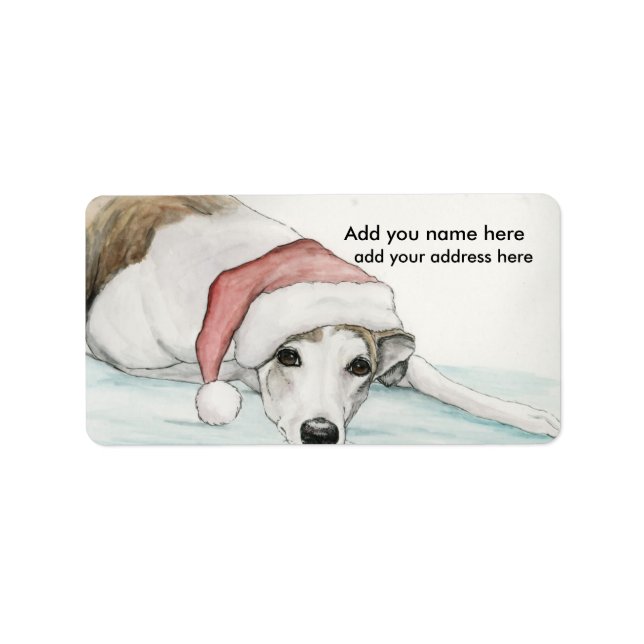 Greyhound in Santa Hat Address Labels (Front)