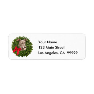 Greyhound in Xmas Wreath Label