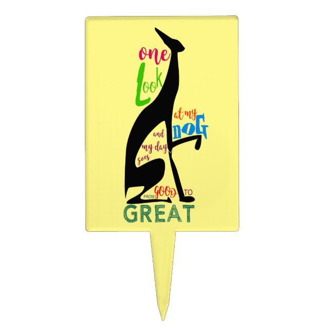 Greyhound Italian Silhouette Love My Dog Stylish Cake Topper (Front)