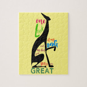 Greyhound Italian Silhouette Love My Dog Stylish Jigsaw Puzzle