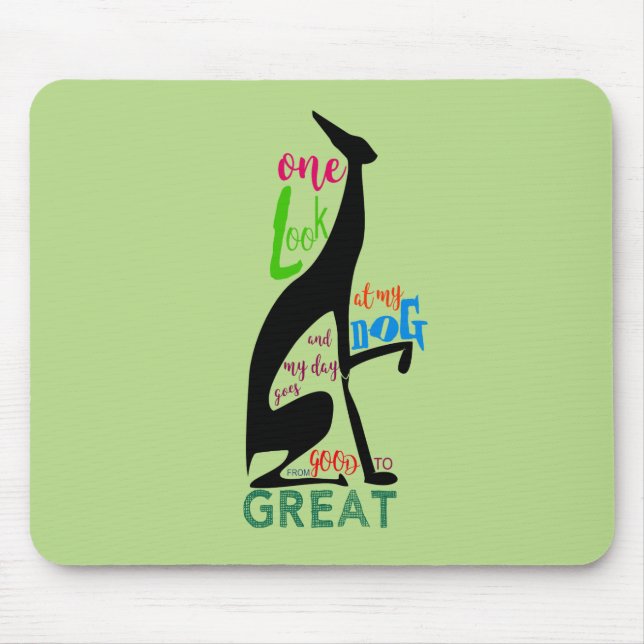 Greyhound Italian Silhouette Love My Dog Stylish Mouse Pad (Front)