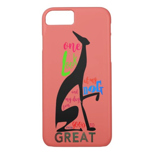 Greyhound Italian Simple Silhouette I Love My Dog iPhone 87 Case