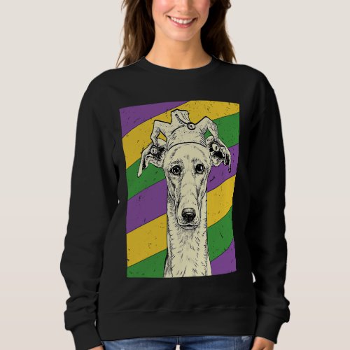 Greyhound Jester  Mardi Gras Dog Mom or Dad Sweatshirt