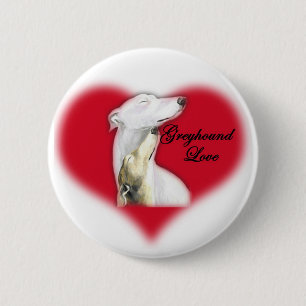 "Greyhound Love" Dog Art Button