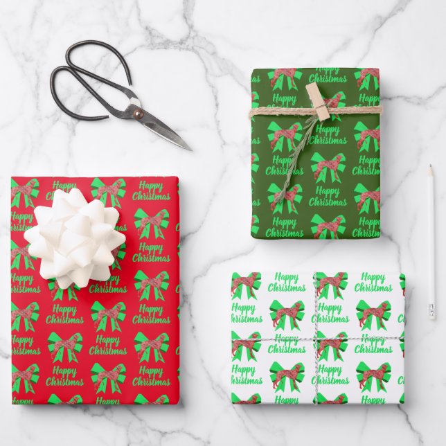 Greyhound Lurcher Christmas Dog & Bow Wrapping Wrapping Paper Sheets (Front)