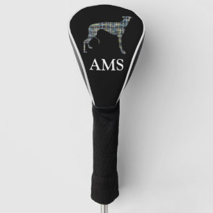 Greyhound / Lurcher Dog Cute Silhouette Y&B Grid Golf Head Cover