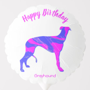 Greyhound / Lurcher Dog Silhouette Pink Birthday Balloon