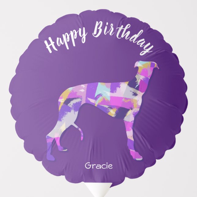 Greyhound Lurcher Dog Silhouette PPY&B Birthday Balloon (Front)