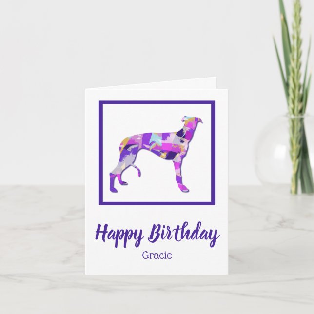 Greyhound / Lurcher Dog Silhouette PPY&B Birthday Card (Front)