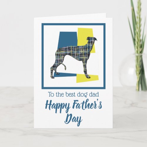 Greyhound Lurcher Dog TriColour Fathers Day Card