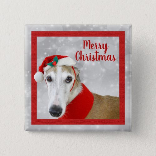 Greyhound Merry Christmas Button