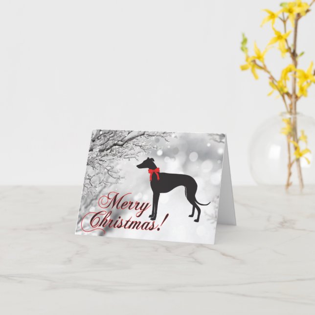 Greyhound Merry Christmas Card (Yellow Flower)