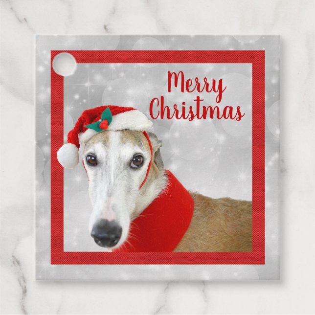 Greyhound Merry Christmas Favor Tags (Front)