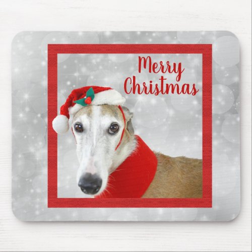 Greyhound Merry Christmas Mouse Pad