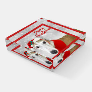 Greyhound Merry Christmas Paperweight