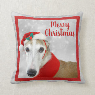 Greyhound Merry Christmas Throw Pillow