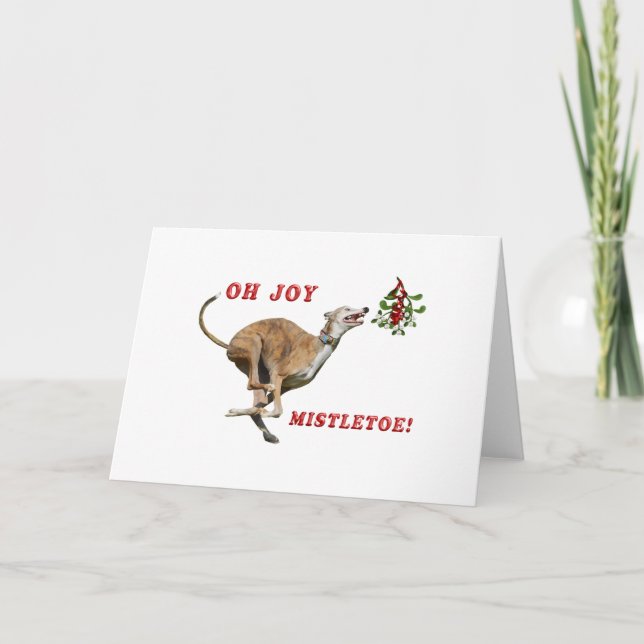 Greyhound & Mistletoe Holiday Card (Front)