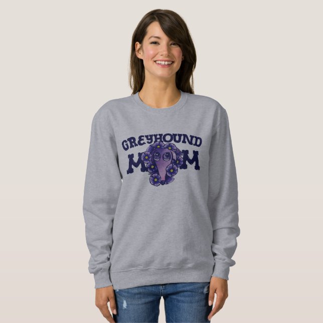 Greyhound Mom Cute Purple Greyhounds adoption Sweatshirt (Front Full)
