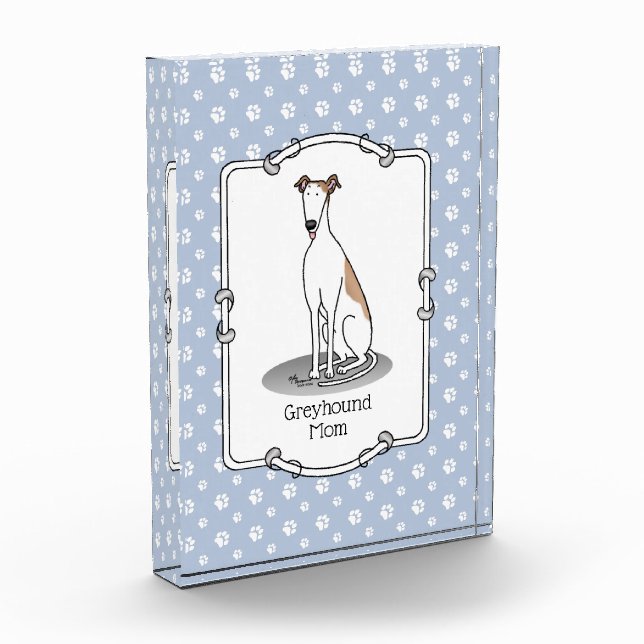 Greyhound Mom (fawn white) Cute Dog Mom Funny Acrylic Award (Left)