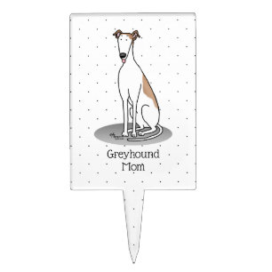 Greyhound Mom (fawn white) Cute Dog Mom Funny Cake Topper
