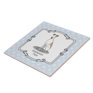 Greyhound Mom (fawn white) Cute Dog Mom Funny Ceramic Tile