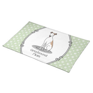 Greyhound Mom (fawn white) Cute Dog Mom Funny Cloth Placemat