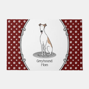 Greyhound Mom (fawn white) Cute Dog Mom Funny Doormat