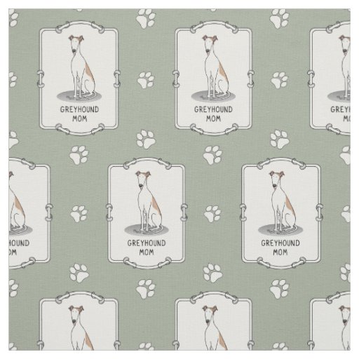Greyhound Mom (fawn white) Cute Dog Mom Funny Fabric