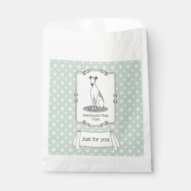 Greyhound Mom (fawn white) Cute Dog Mom Funny Favor Bag (Front)