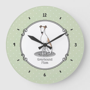 Greyhound Mom (fawn white) Cute Dog Mom Funny Large Clock