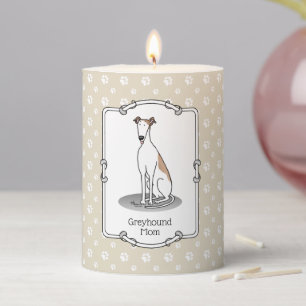 Greyhound Mom (fawn white) Cute Dog Mom Funny Pillar Candle