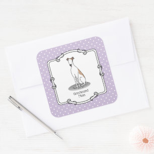 Greyhound Mom (fawn white) Cute Dog Mom Funny Square Sticker