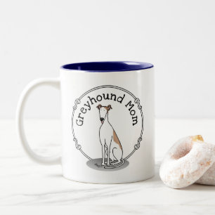 Greyhound Mom (fawn white) Cute Dog Mom Funny Two-Tone Coffee Mug