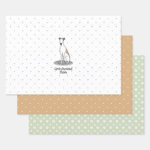 Greyhound Mom (fawn white) Cute Dog Mom Funny Wrapping Paper Sheets