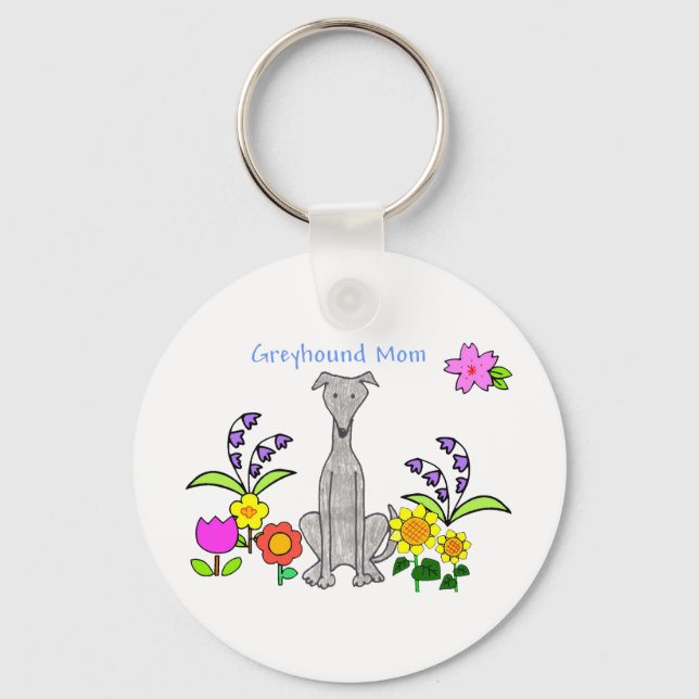 Greyhound Mom Keychain (Front)