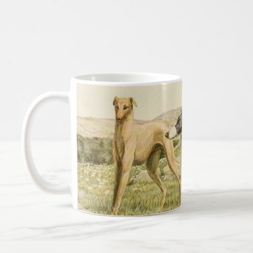 Greyhound mug with antique print