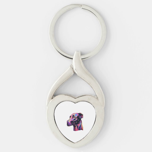 Greyhound Neon Design   Keychain (Front)