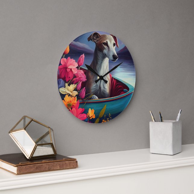Greyhound on a Paddle: A Scenic Adventure Large Clock (Office)