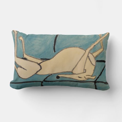 Greyhound on a sofa lumbar pillow