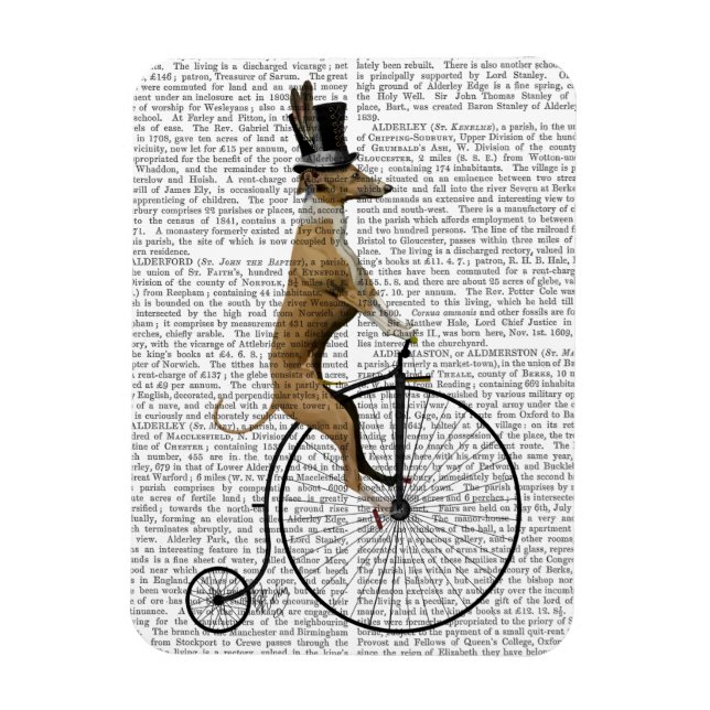 Greyhound on Black Penny Farthing Bike Magnet (Vertical)
