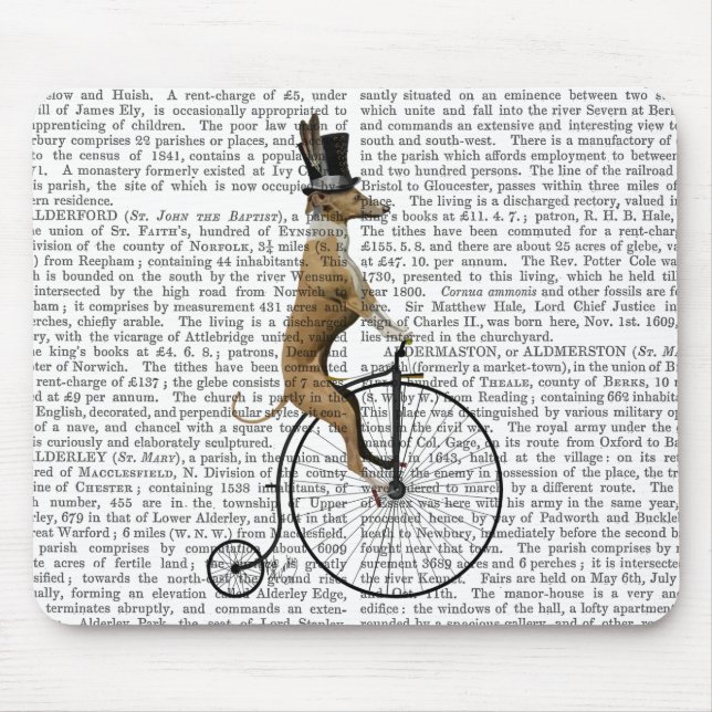 Greyhound on Black Penny Farthing Bike Mouse Pad (Front)