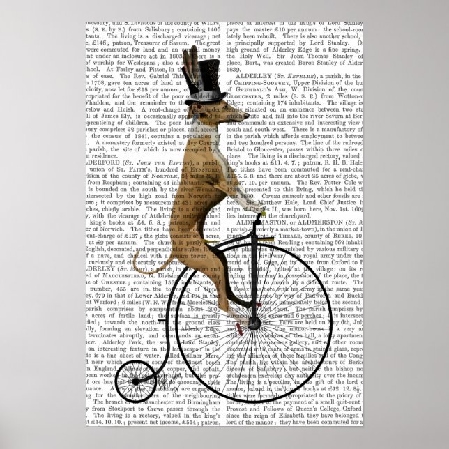 Greyhound on Black Penny Farthing Bike Poster (Front)